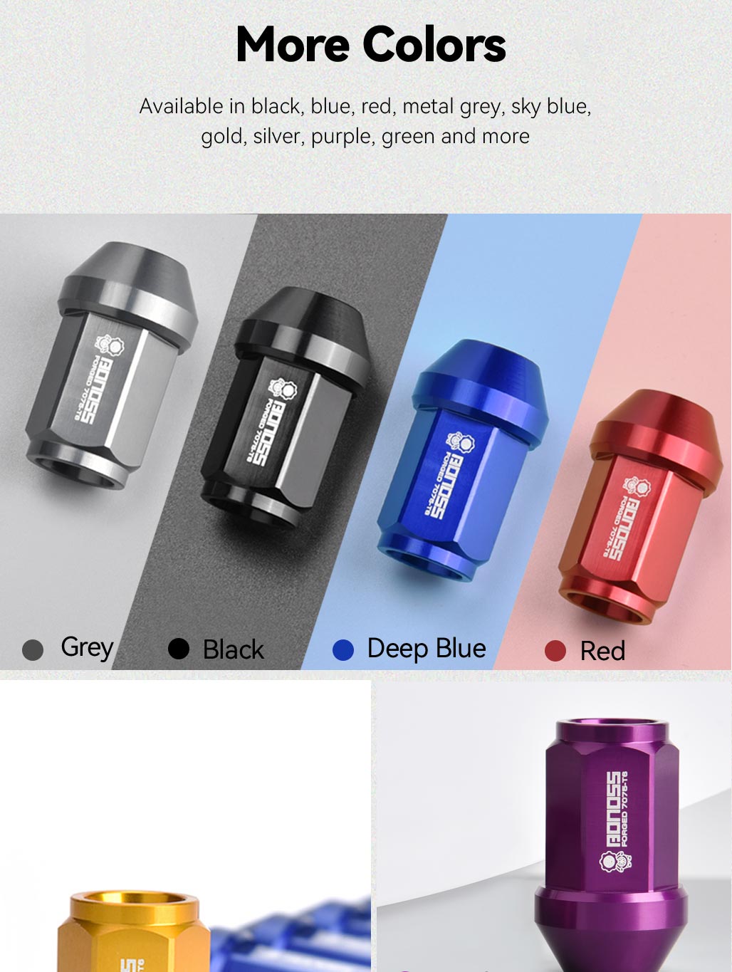 Short Honeycomb Aluminum Wheel Lug Nuts - M12x1.25